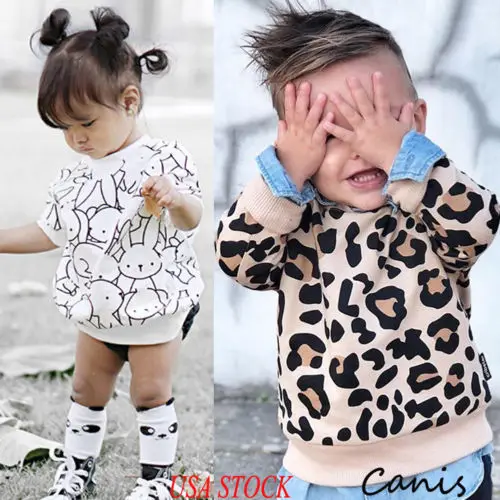 2019 детская Пасхальная хлопковая одежда детские свитшоты с леопардовым принтом