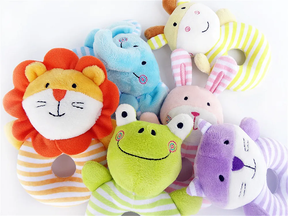 Baby BB Rattle Toys Cute Plush Hand Ring Bell Toy Sound Multi-Color Animal Infant Early Educational Doll Gifts |