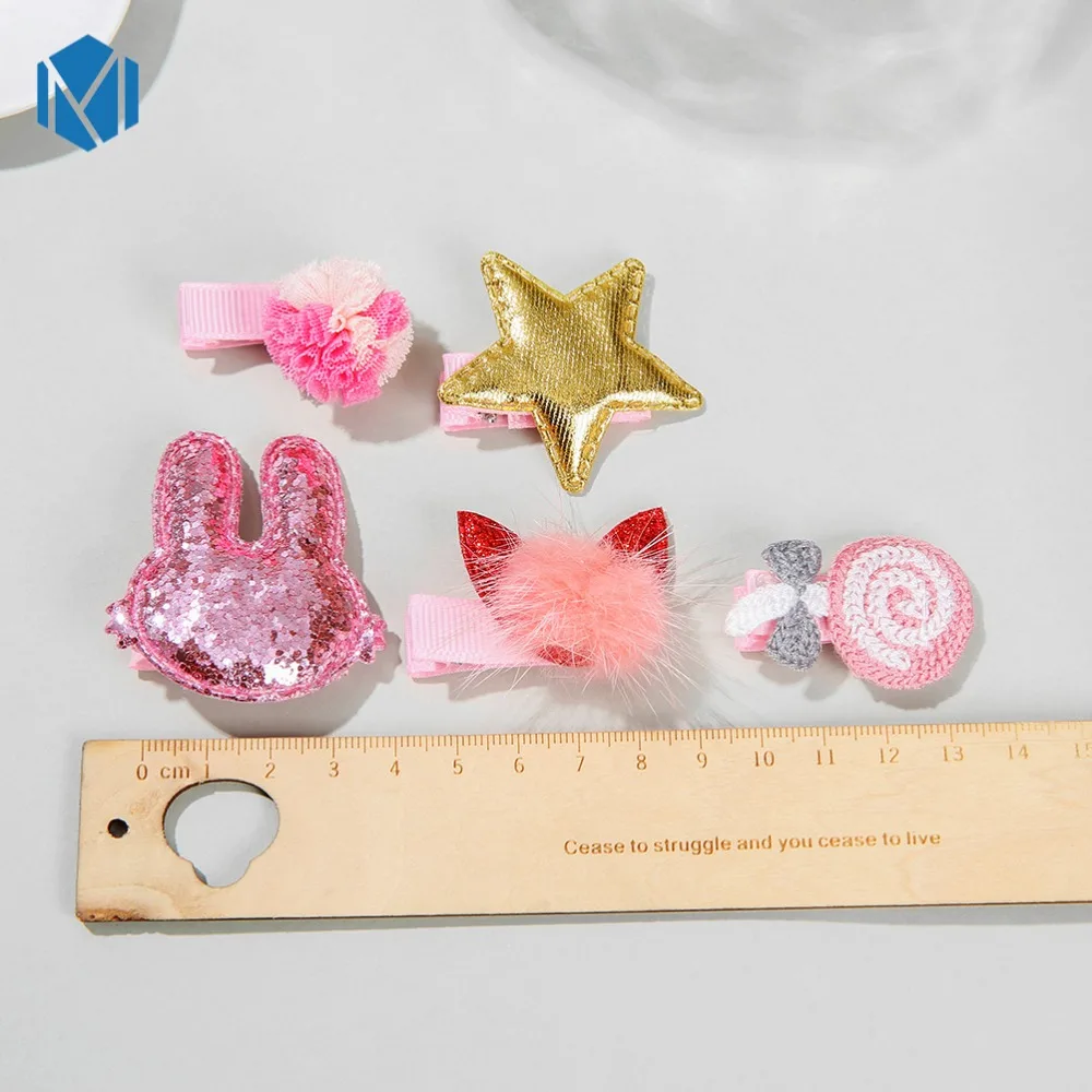 M MISM 5 шт./компл. заколки для волос девочек милые с бантиком и кроличьими ушками