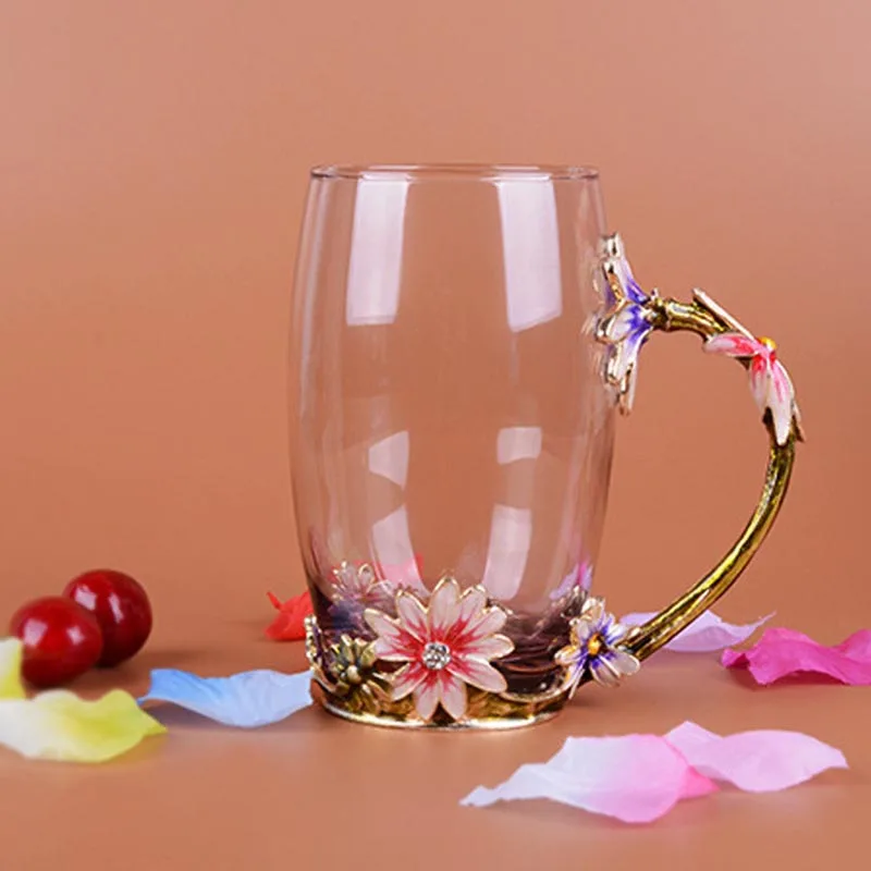 Изысканная цветная эмалированная кофейная чашка Цветочная для чая сока