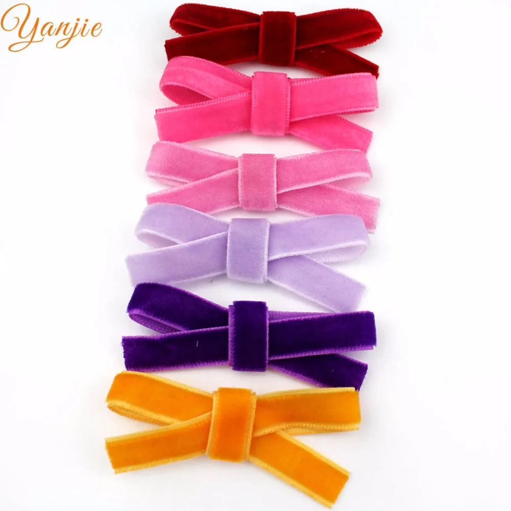 Трендовая бархатная заколка с бантиком 2 25 дюйма 18 шт./лот|bow girl|hair bowshair clip |