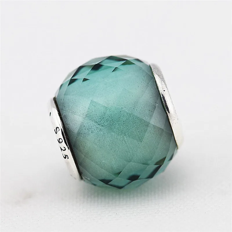 925 Sterling Silver Bead Petite Facets Green Crystal Charm Fit Original Pandora Bracelet Women Gift DIY Jewelry Wholesale | Украшения и