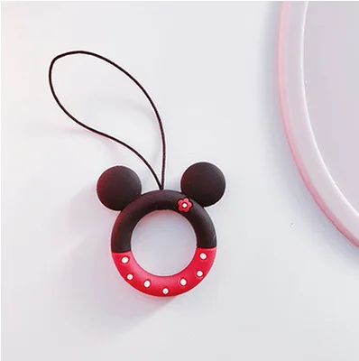 Minnie Милый мультяшный ремешок для телефона с силиконовой подвеской, ремешок для мобильного телефона hello kitty, Микки, Минни, розовый кольцевой ремешок для iPhone 7, 8 X, sansumg - Color: Minnie