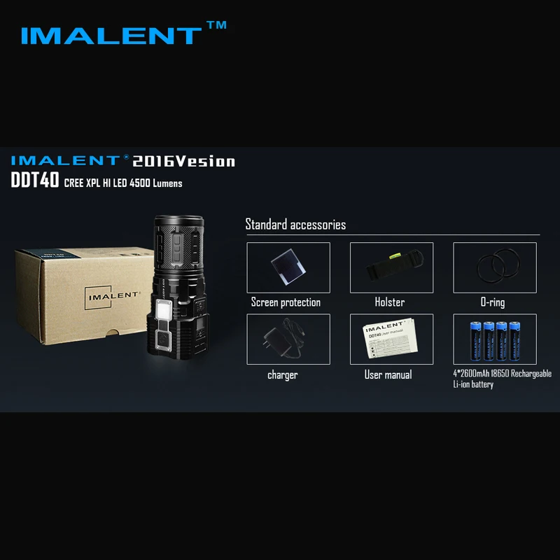 Новый IMALENT DDT40 OLED Intelligence Сенсорный CREE XPL ПРИВЕТ LED Прожектор 4500 Люмен Фонарик с 4 2600
