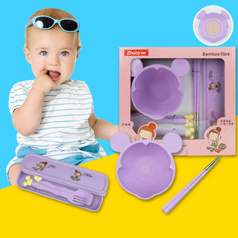 Мультяшная Нескользящая противоскользящая столовая посуда набор детской посуды