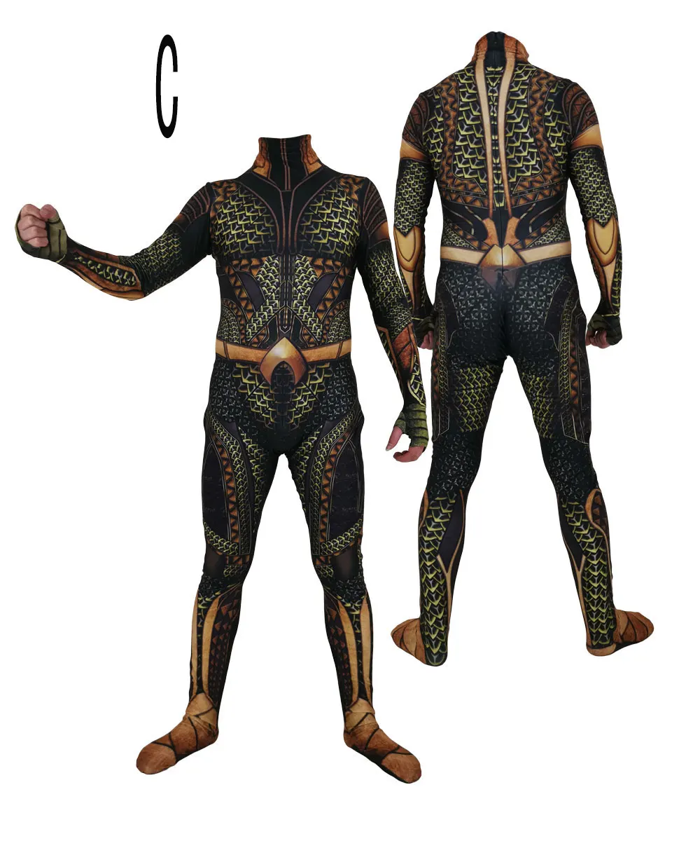 

High Quality Justice League Aquaman Cosplay Costume Lycar High Quality Superhero Zentai Party Bodysuit Halloween Jumpsuit