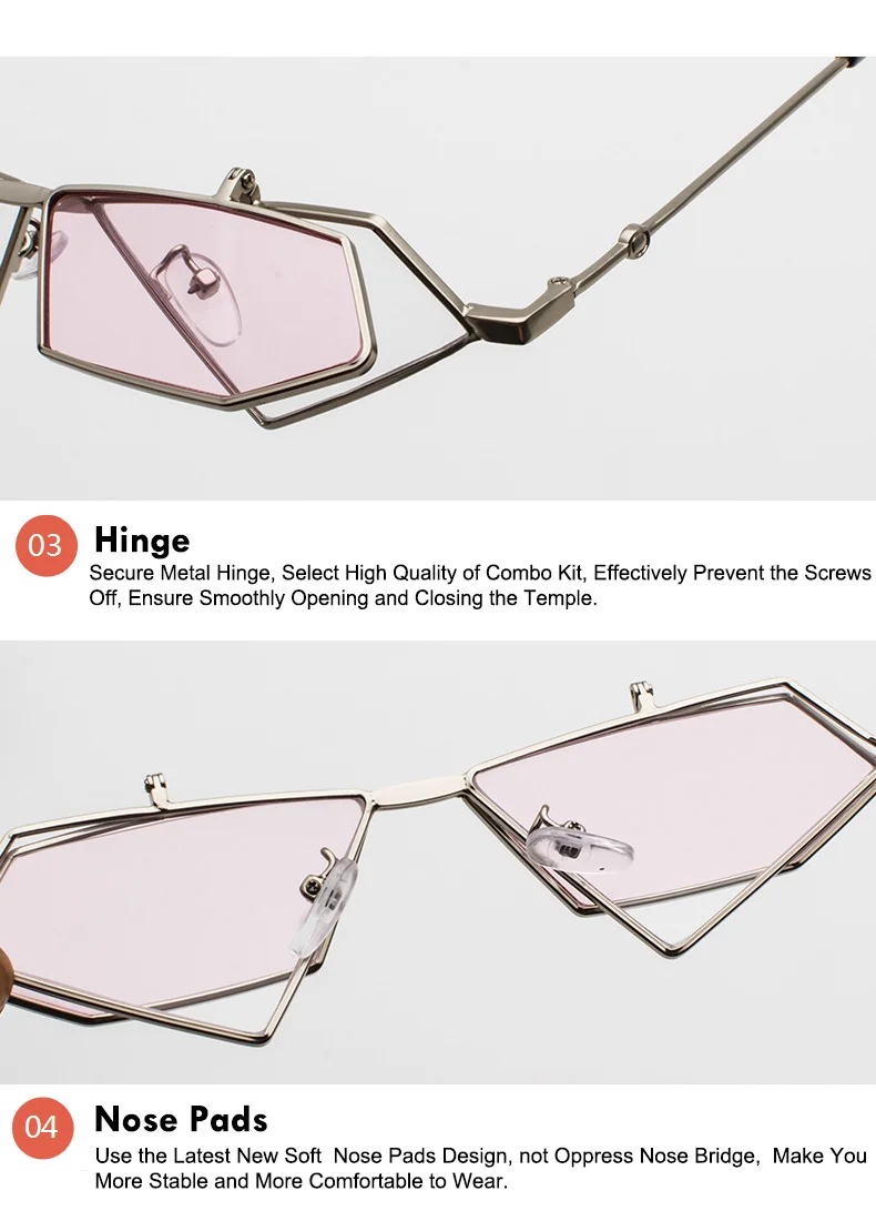 LEIDISEN Flip Up Steampunk Sunglasses Men Women Vintage Metal Frame Triangle Sunglass Female Brand Fashion Glasses UV400