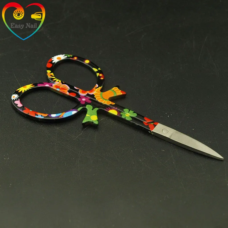 Легкий гвоздь 10 шт. черный цветочный узор ножницы Маникюр для ногтей бровей нос
