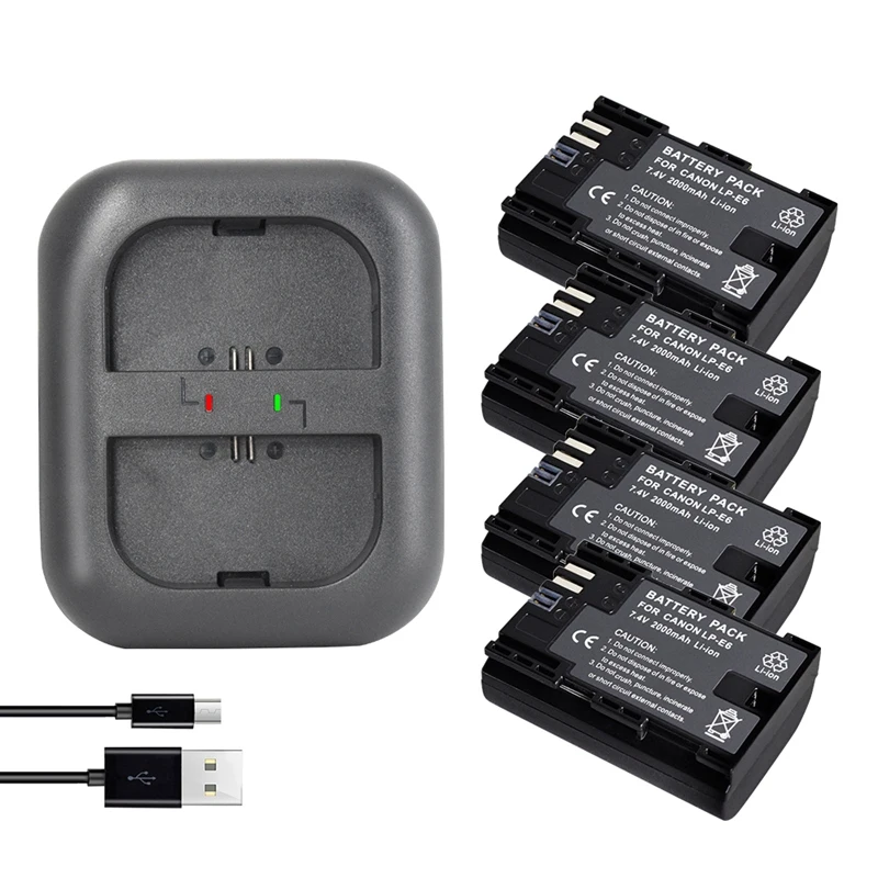 ABGN Hot-LP-E6 LP E6 LP-E6N Battery Japan Sanyo Cell+Led Dual USB Charger For Canon EOS 6D 7D 5DS 5DSR 5D Mark II 60D 60Da | Электроника
