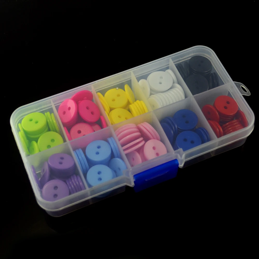 Оптовая продажа 10 видов цветов 15 мм 2 полимерная пуговица с отверстиями для шитья