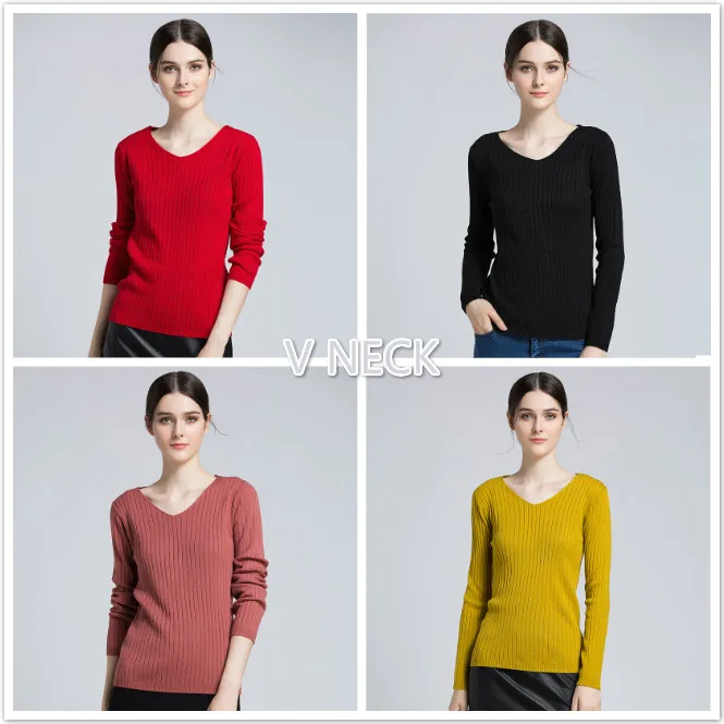 Suvance Autumn Casual Solid 4 Colors Long Sleeves Knitted Quality Pullover Sweaters | Женская одежда