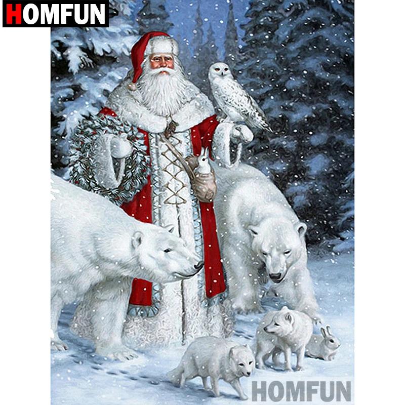 Алмазная 5D картина HOMFUN сделай сам полноразмерная/круглая вышивка Санта Клаус