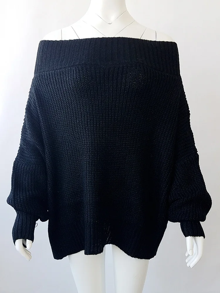 Danjeaner, S-5XL, сексуальные, с открытыми плечами, длинные свитера для женщин, Осень-зима, с длинным рукавом, одноцветные, облегающие, трикотажные пуловеры размера плюс, топы