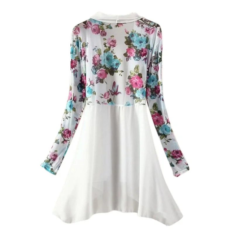 Женская длинная шифоновая блузка рубашки женский кардиган солнцезащитные