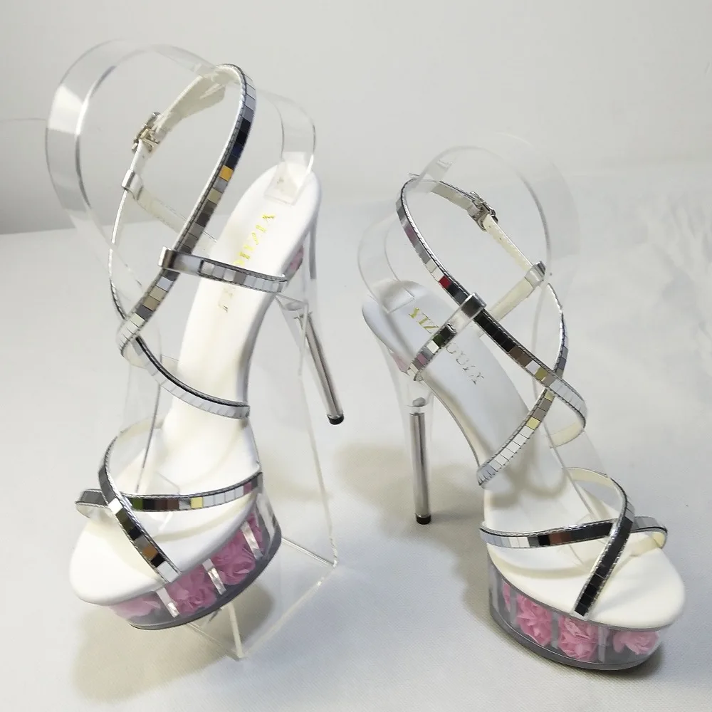 Туфли женские свадебные на высоком каблуке 15 см пикантные сандалии с розовым