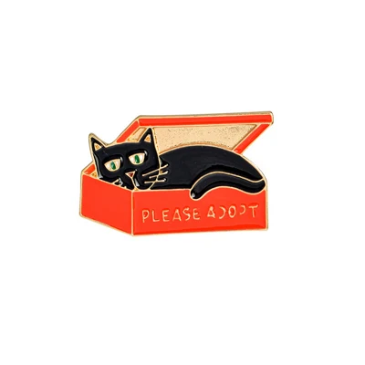 black cat 1 шт мультфильм попугай Черный кот металлический значок брошки пуговицы заколки джинсовая куртка булавка ювелирные изделия бейдж-украшения для одежды нагрудные булавки - Цвет: black cat