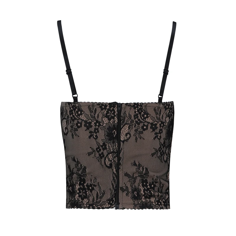 Женский кружевной топ на бретельках с квадратным вырезом без рукавов|Топы| |