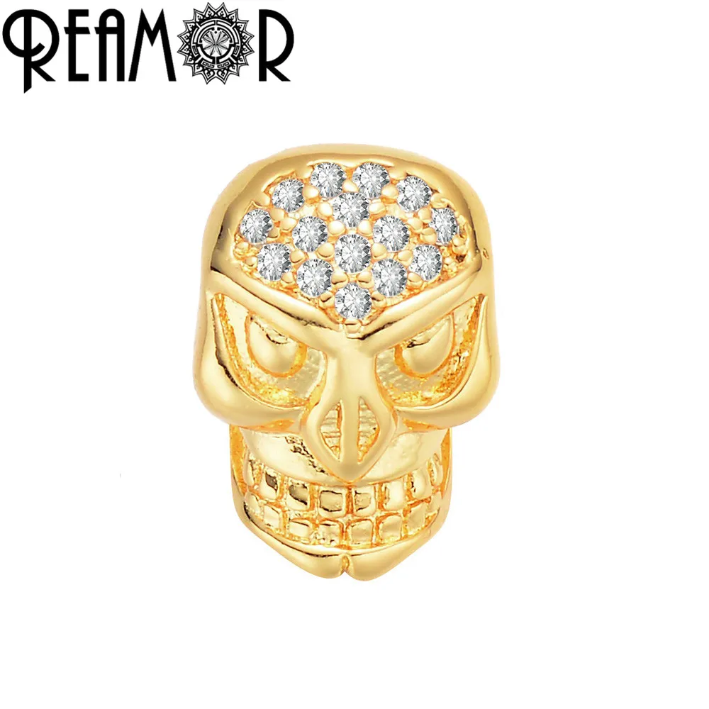 Круглые Медные шарики REAMOR с микро инкрустацией и цирконием для самостоятельного