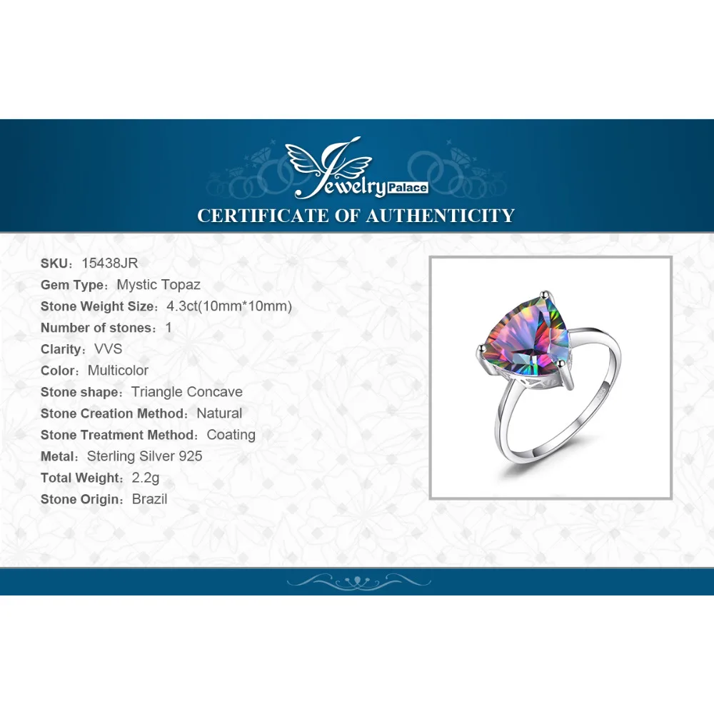 Jewelrypalace естественная Радуга Огонь Мистик Топаз Кольцо для Для женщин огранки concave