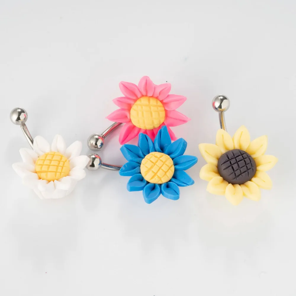 Новый Arricel Sun Flower медицинский из нержавеющей стали пирсинг пупка Кольца ювелирные