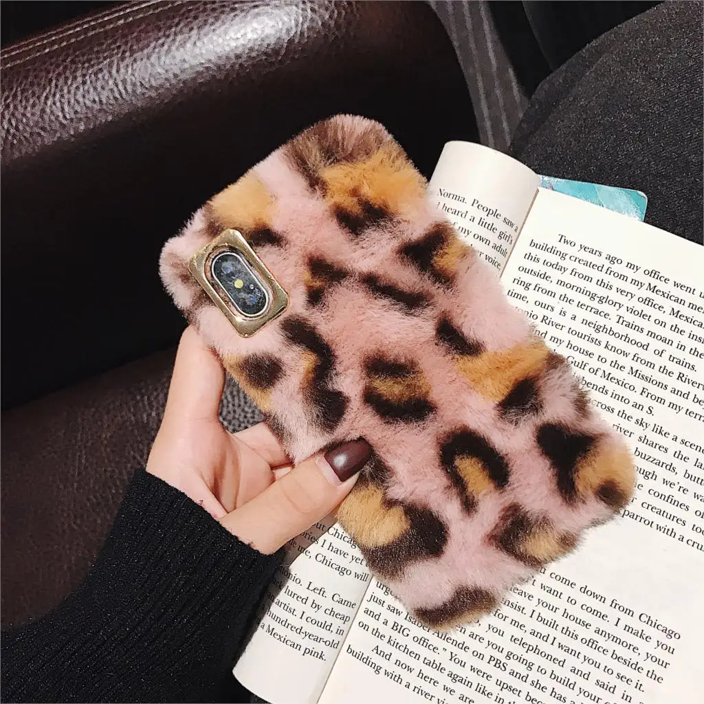 Leapord Pink Чехол Rabbit P smart Plus для huawei P30 Lite P20 Pro P10 Plus P8 P9 Lite P9 Lite Mini Enjoy 7 7S плюшевый чехол в полоску - Цвет: Leapord Pink