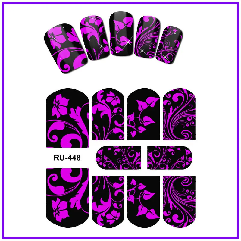 UPRETTEGO NAIL ART Красота вода наклейка слайдер наклейки на ногти цветок лист лоза ротанг лист Виноград фиолетовый RU445-450