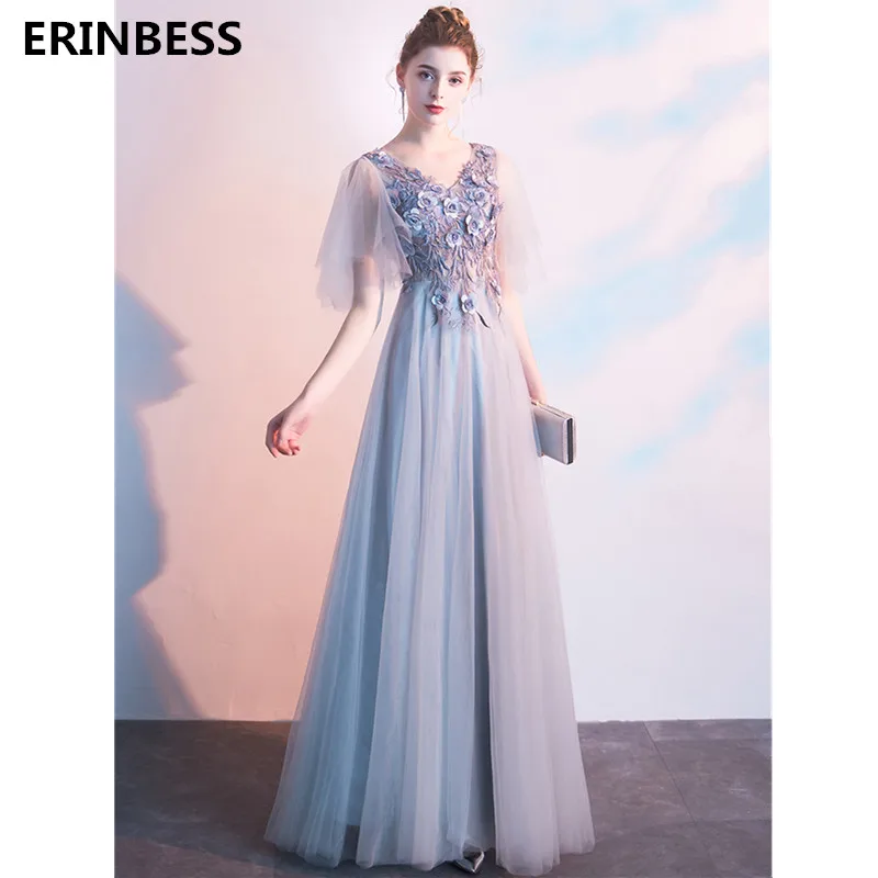 Вечернее платье с цветами длинное из тюля треугольным вырезом 2019 | Свадьбы и