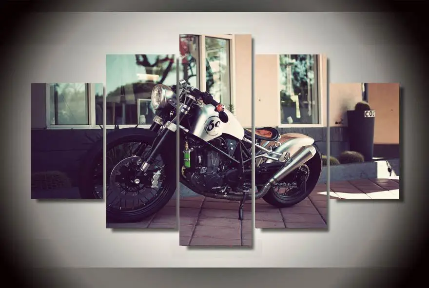 HD Отпечатано bobber пользовательские мотоцикла Живопись на холсте украшение номера