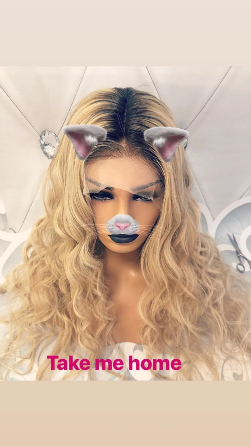 QueenKing фронтальная кружевная лента 180% Плотность Lemi Balayage Ombre Цвет парик T4/27/613