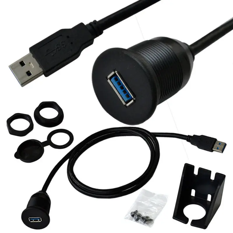 Водонепроницаемый 1 метр USB 3,0 Dash заподлицо Удлинительный кабель папа-мама панель приборной панели для автомобиля лодки мотоцикла
