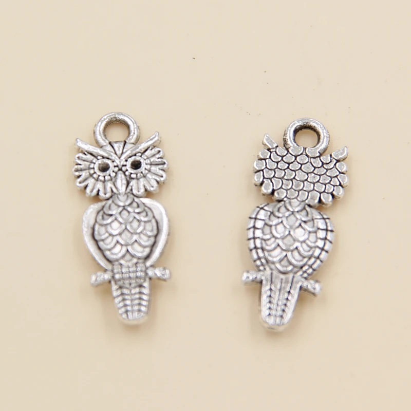 

Wholesale 50pcs Tibetan Silver Animals Owl Charms Pendants 21x9mm
