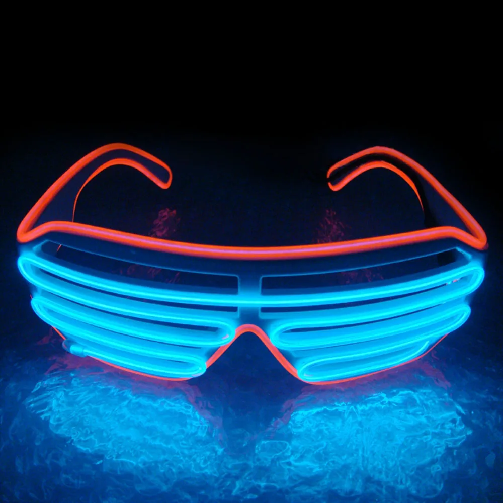 Neon LED Glasses EL Wire Light Up Shutter Glasses Fashionable W/Driver Decoration for Costume Party Halloween Christmas Gifts - Цвет: Type1 Red Blue