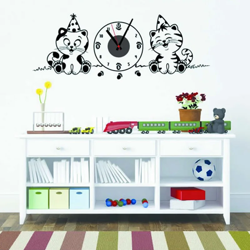 Наклейки на стену с изображением двух милых котят|home decor|wall stickerwall sticker clock |