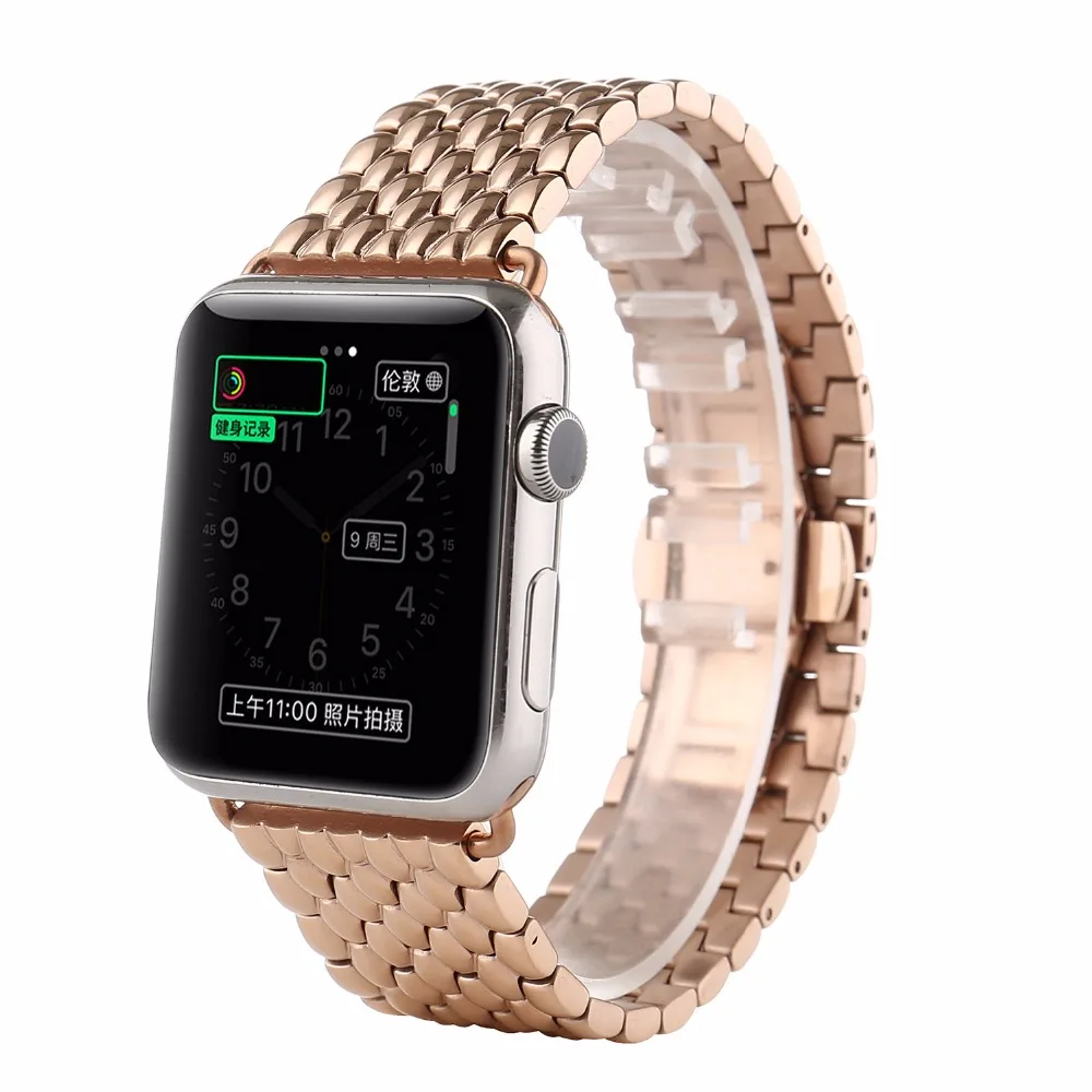 42 мм ремешки для часов Apple Watch Stailess стальной ремешок металлический уникальный