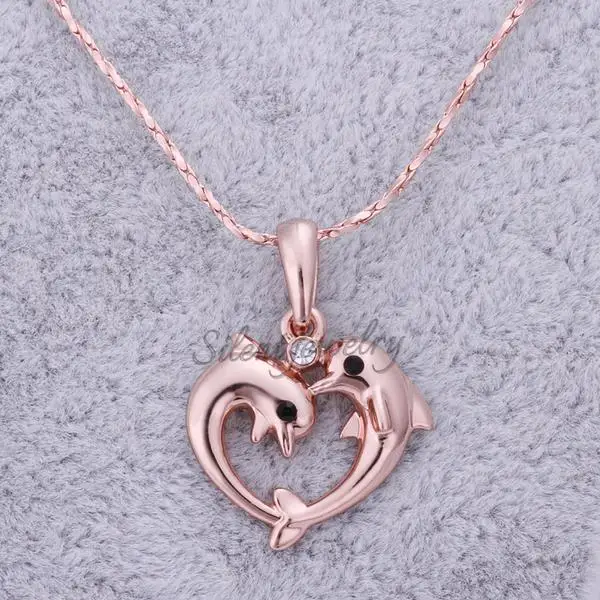N508 Wholesale Nickle Free Antiallergic 18K Real Gold Plated Dolphin Necklace pendants New Fashion Jewelry | Украшения и