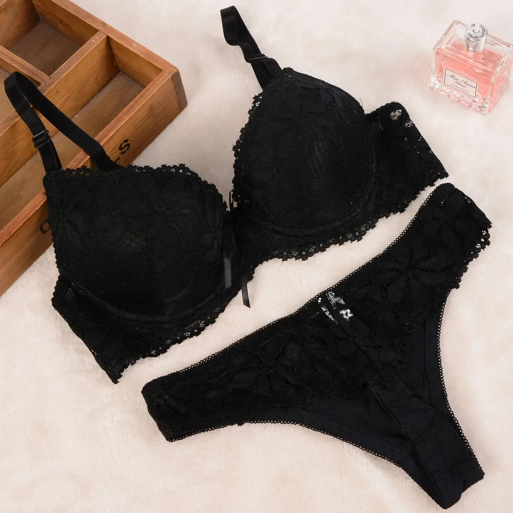 Соблазнительное нижнее белье 6 цветов комплект с бюстгальтером пуш ап однотонный