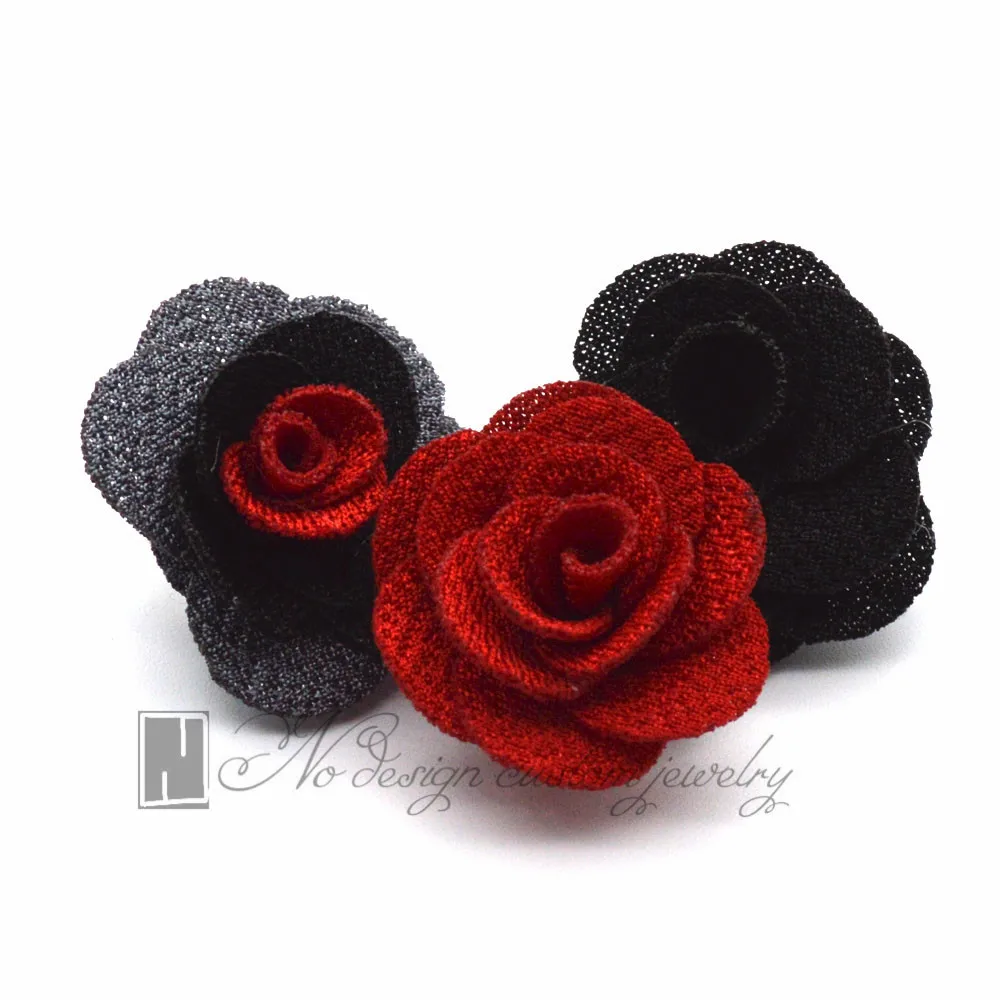 Красный ручной работы розы шелковые цветы кнопки ювелирные изделия для женщин