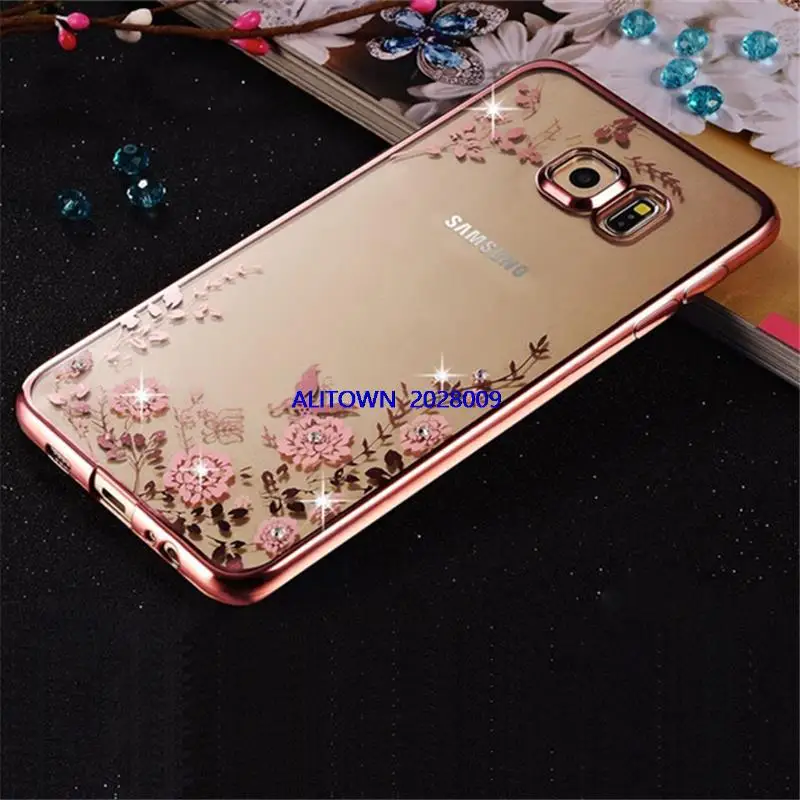 500 ШТ. Цветок Гальванических диаманта bling ясно мягкий чехол tpu для samsung galaxy s7 edge g9350