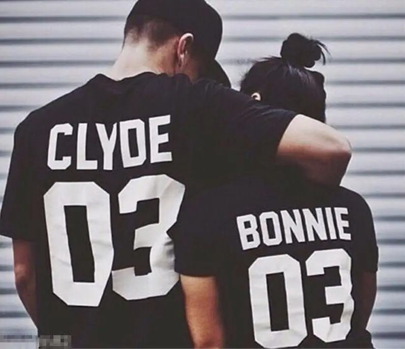 BONNIE CLYDE 03 футболка с забавными буквами для пар 2020 летняя модная черная белая