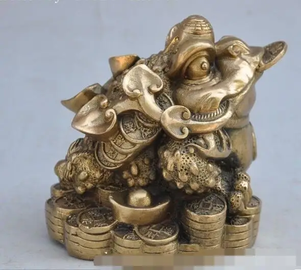 S5415 китайская Бронзовая медь Золотая жаба лаевиса богатство животных статуя