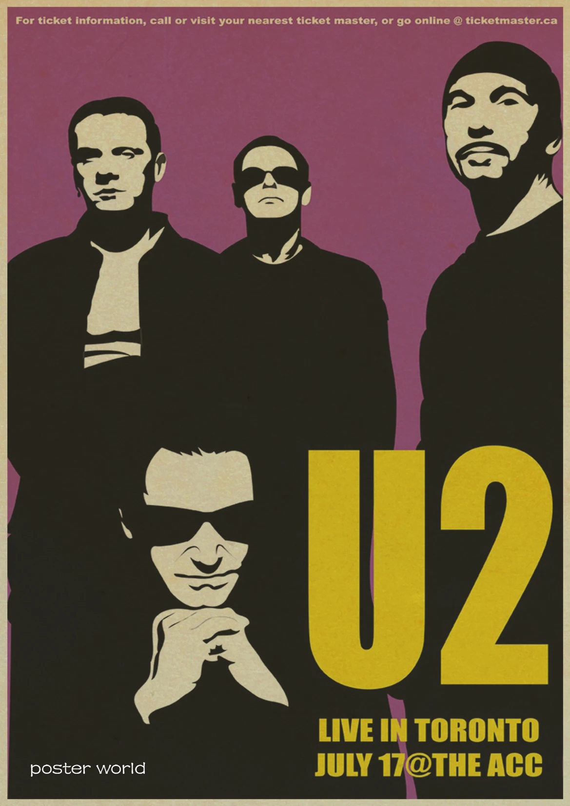 Рок-Группа U2 плакат крафт-бумага ВИНТАЖНЫЙ ПЛАКАТ Бар Кафе гостиная настенные декоративные и настенные наклейки - Цвет: A034