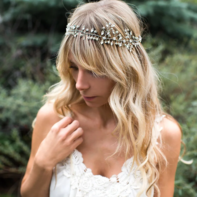 Лента для волос ручной работы с прозрачными кристаллами | Украшения и аксессуары