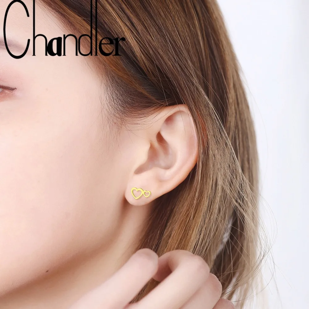 Чандлер корейские Двойные серьги &quotлюбовь&quot с вырезами в форме сердца