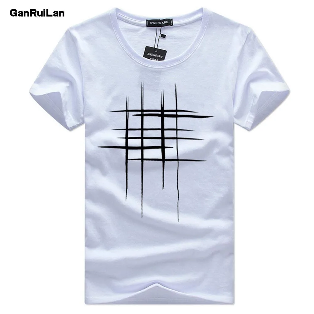 2021 футболка для мужчин простой дизайн линии крест печати хлопок футболки Новое