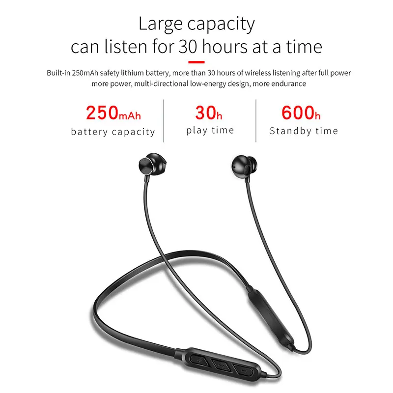 Neckband Беспроводная стерео-гарнитура с Bluetooth 4 2 долгое время ожидания стерео Ipx5