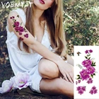 3D сексуальные розовые цветы боди-арт флэш-тату хной поддельные татуировки Временные татуировки водонепроницаемые Временные татуировки для женщин на боди-арт