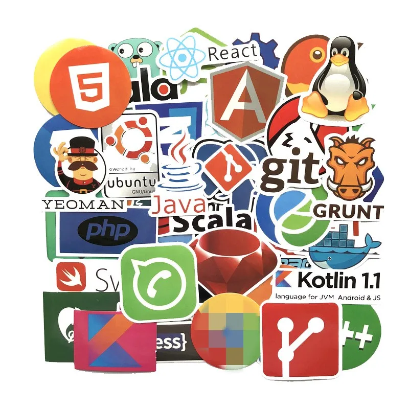 50 шт. интернет Java JS Php Html Cloud Docker Биткоин язык программирования приложение логотип