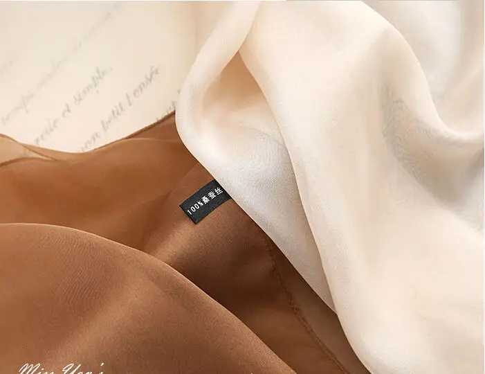 Женский шарф из натурального шелка кофейный градиентный сезон весна-лето-зима 2017