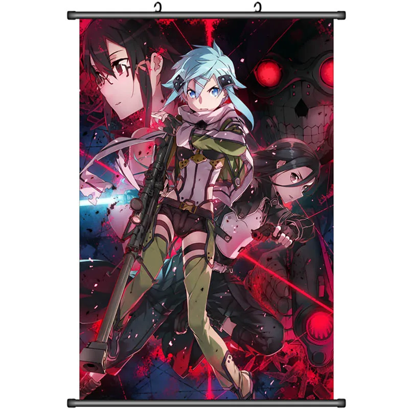Sword Art Online: Asada Shino 60X90 см японский мультяшный тканевый прокручивающий рисунок HD