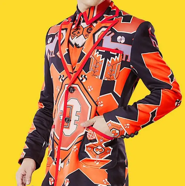 S-6XL!!!2022 Fashion men Stage clothes shirt ruslana korshunova doodle dj male suit costume | Мужская одежда